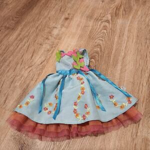 American Girl Welliewishers Garden Tea Time Costume Dress Blue Embroidered